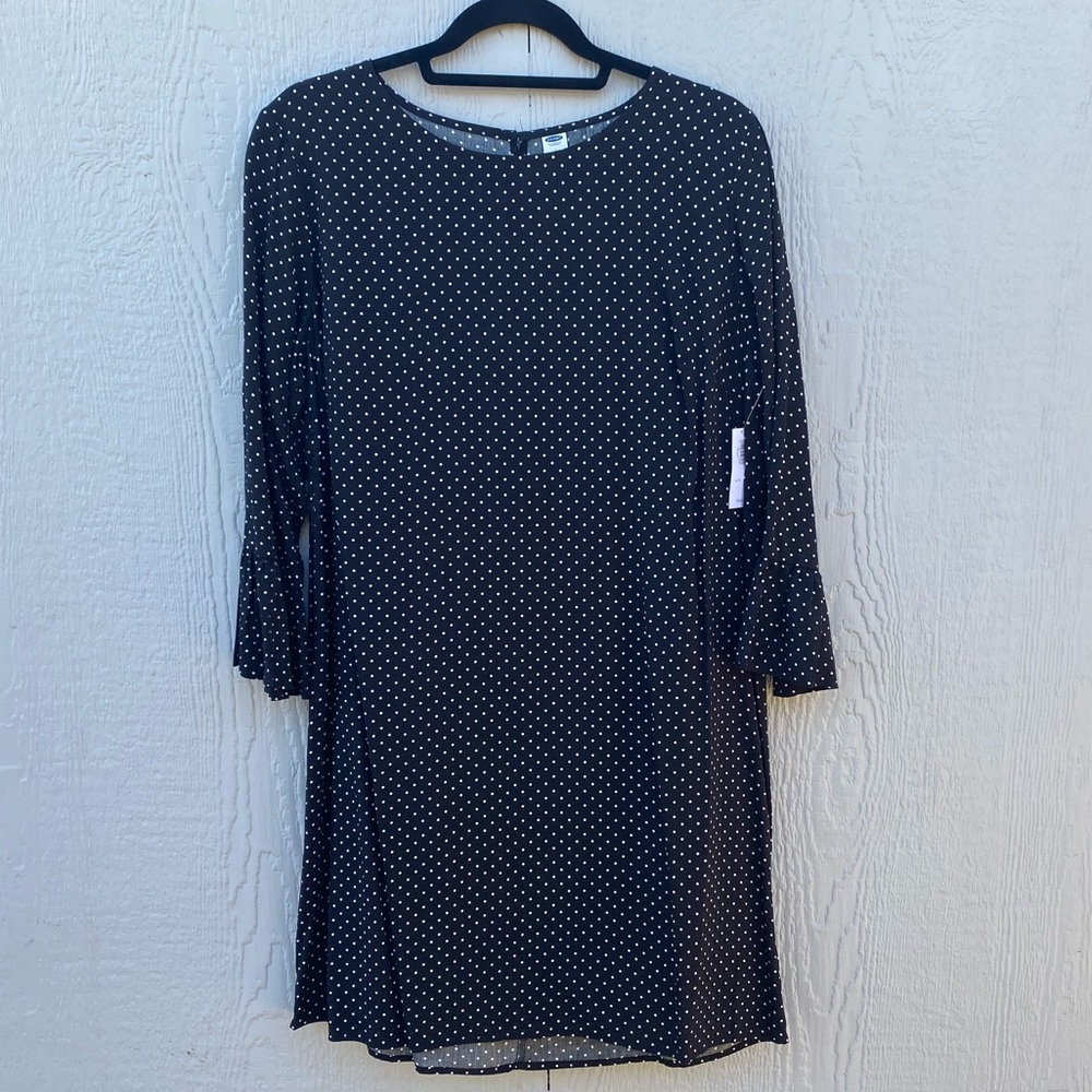 Black and White Polka-dot Long Sleeve Dress
